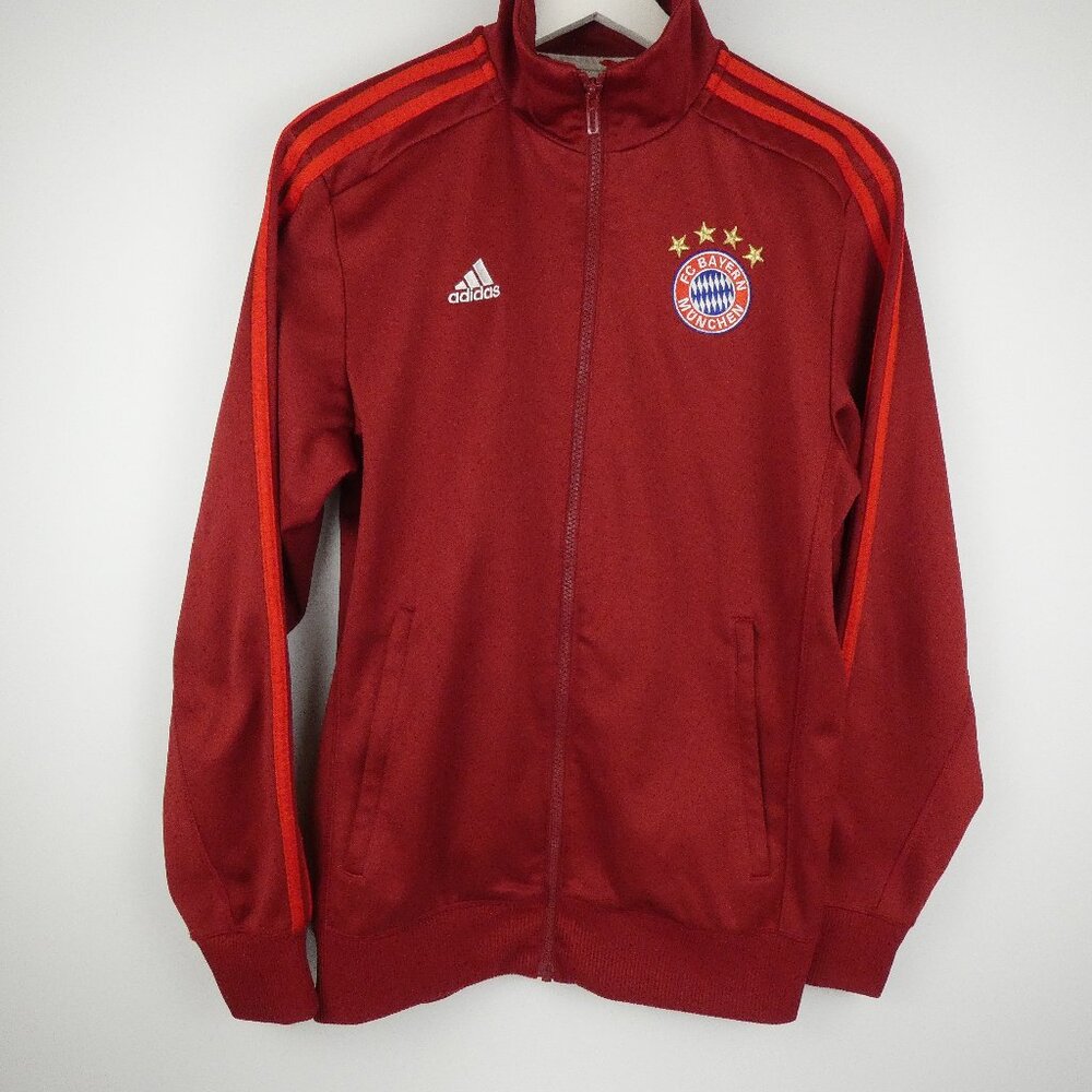 Adidas Jacket FC Bayern Munchen Soccer Mens S Red Full Zip Embroidered Rare